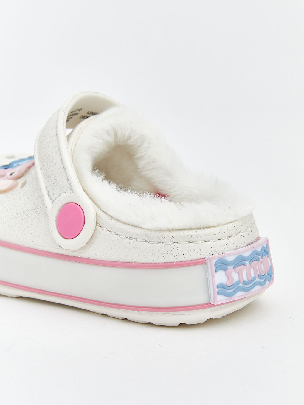 Beyaz Lilo ve Stitch Baskılı Kız Bebek Ev Terliği-5