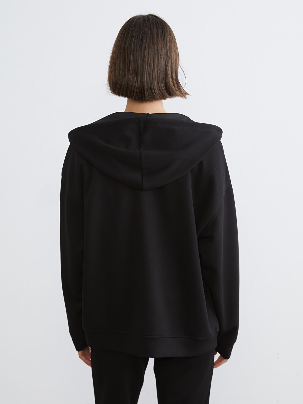 Толстовка на молнии с капюшоном оверсайз для женщин-3