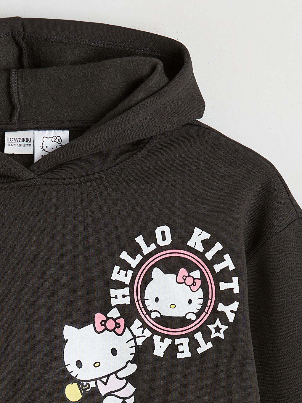 Gri Hello Kitty Baskılı Kız Çocuk Kalın Sweatshirt-1