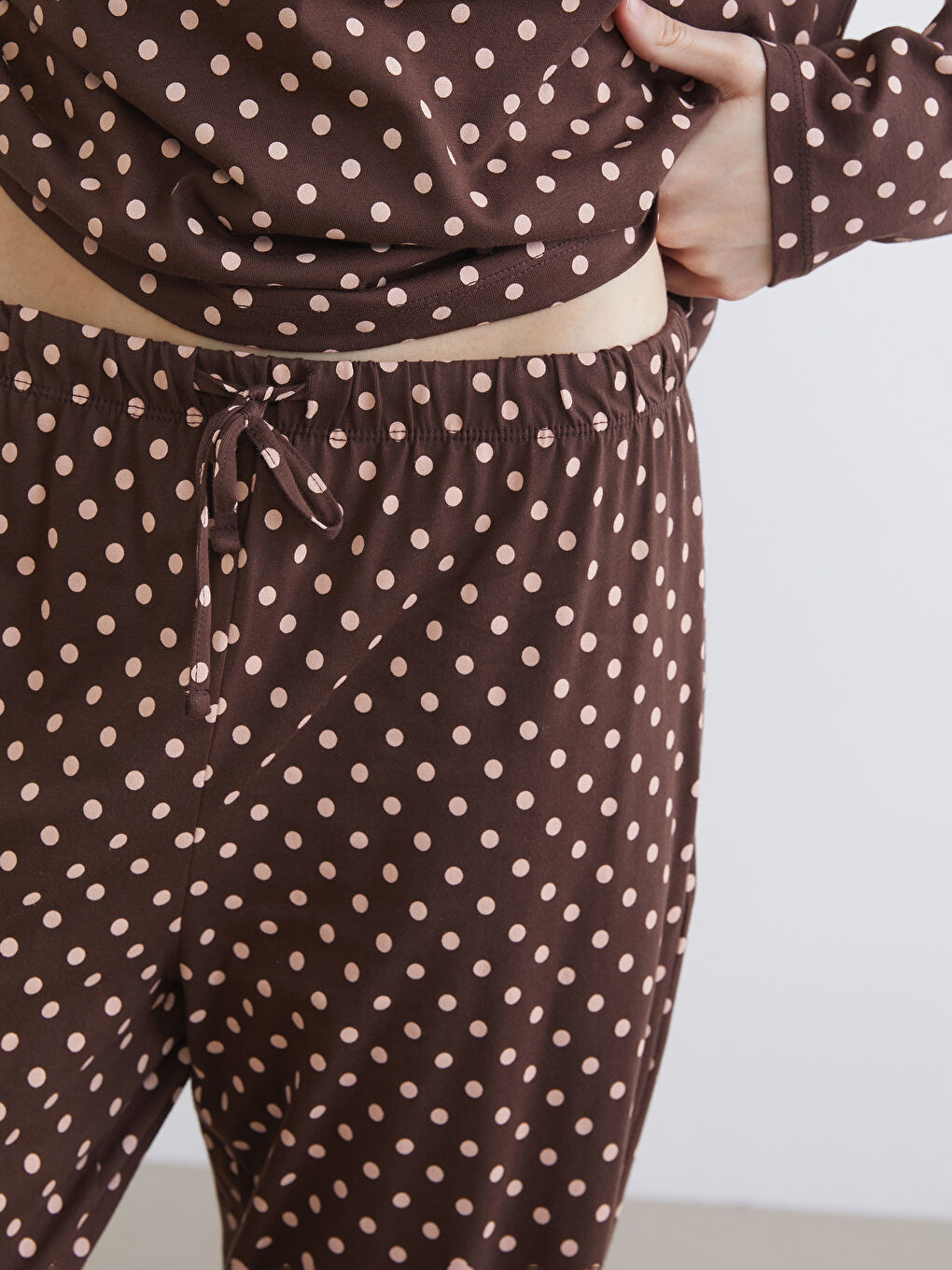 Crew Neck Polka Dot Long Sleeve Women's Pyjamas Set-2