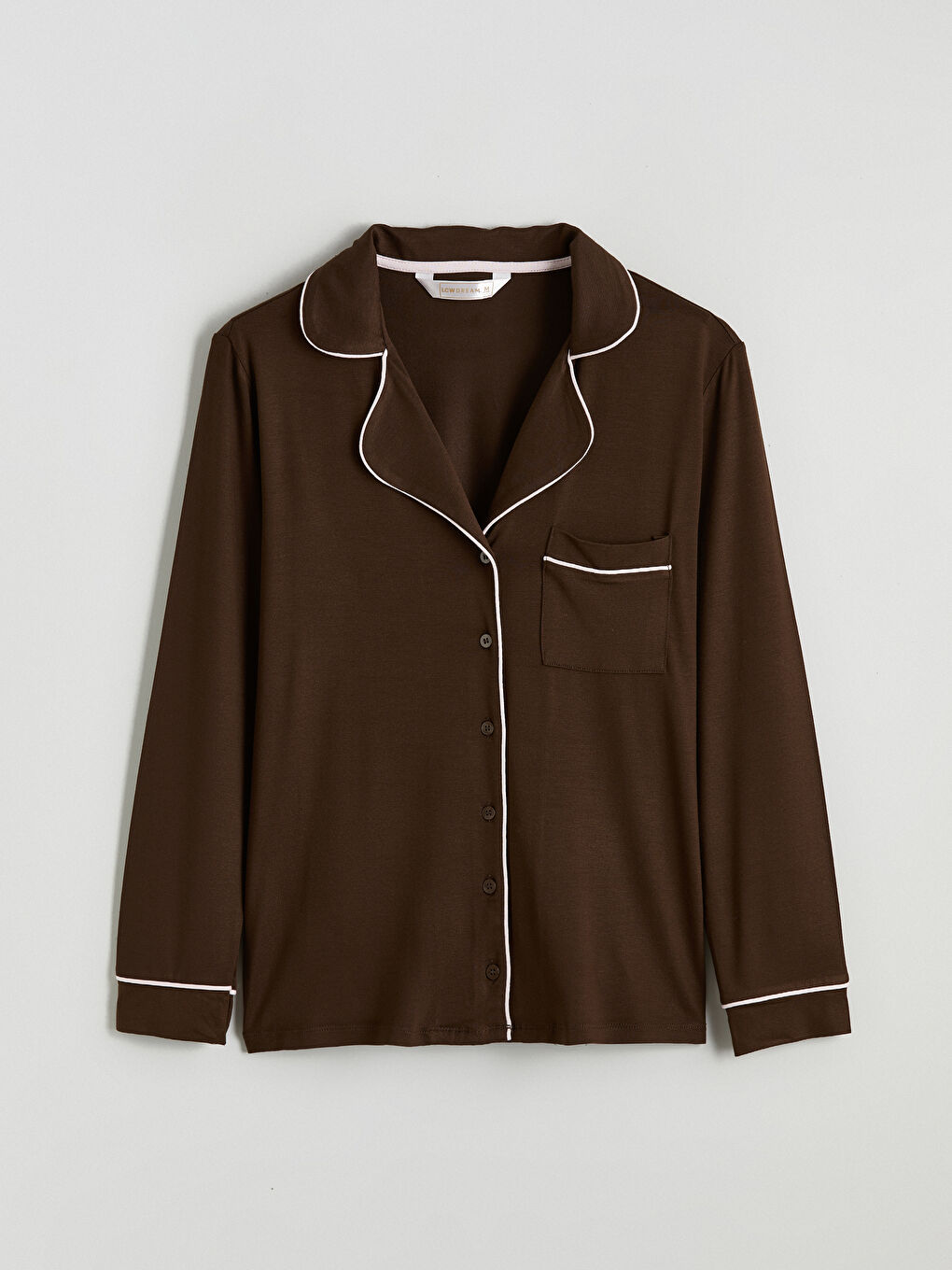 Kahverengi Gömlek Yaka Kadın Pijama Takımı-5