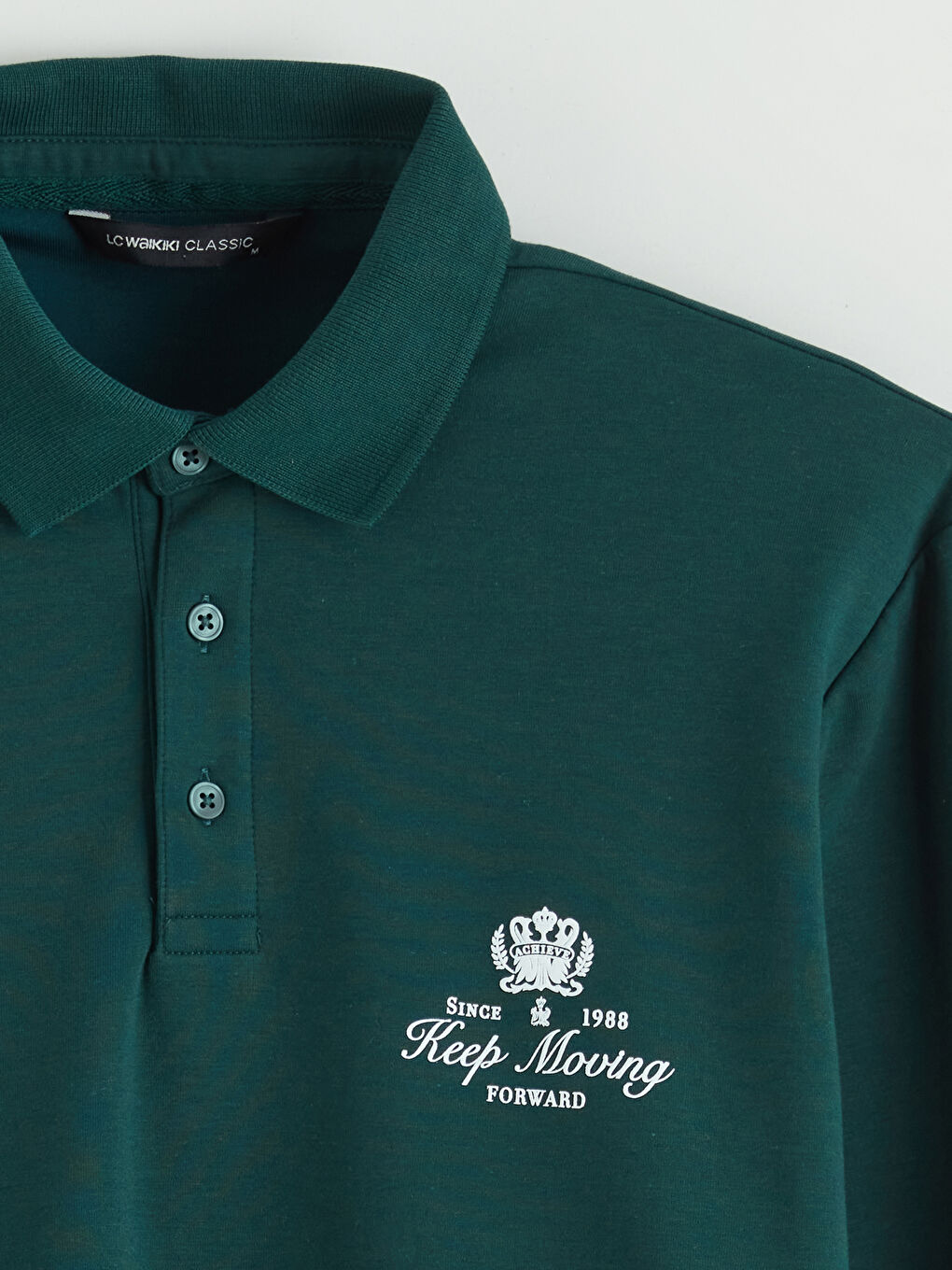 Yeşil Polo Yaka Baskılı Erkek Sweatshirt-5