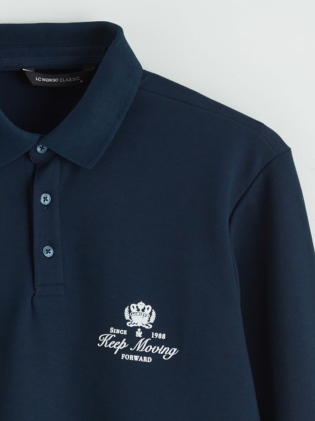 Lacivert Polo Yaka Baskılı Erkek Sweatshirt-5