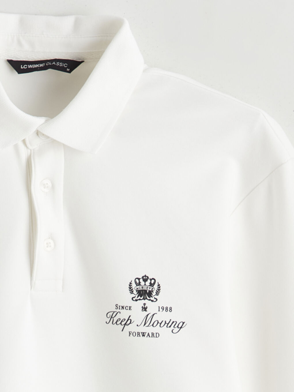 Ekru Polo Yaka Baskılı Erkek Sweatshirt-1