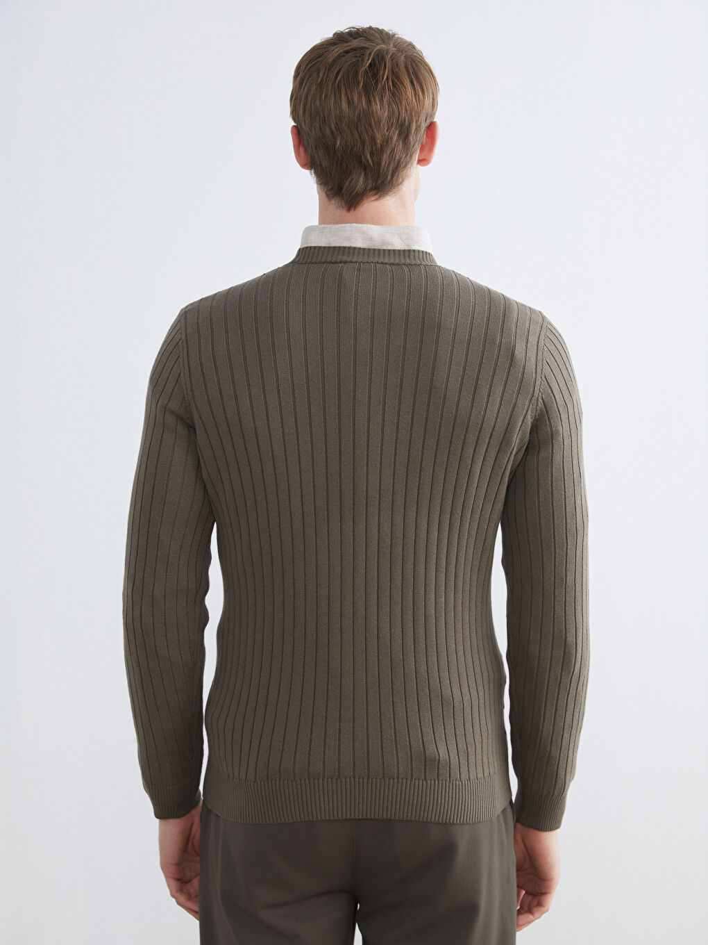 Haki Bisiklet Yaka Erkek Triko Kazak-3