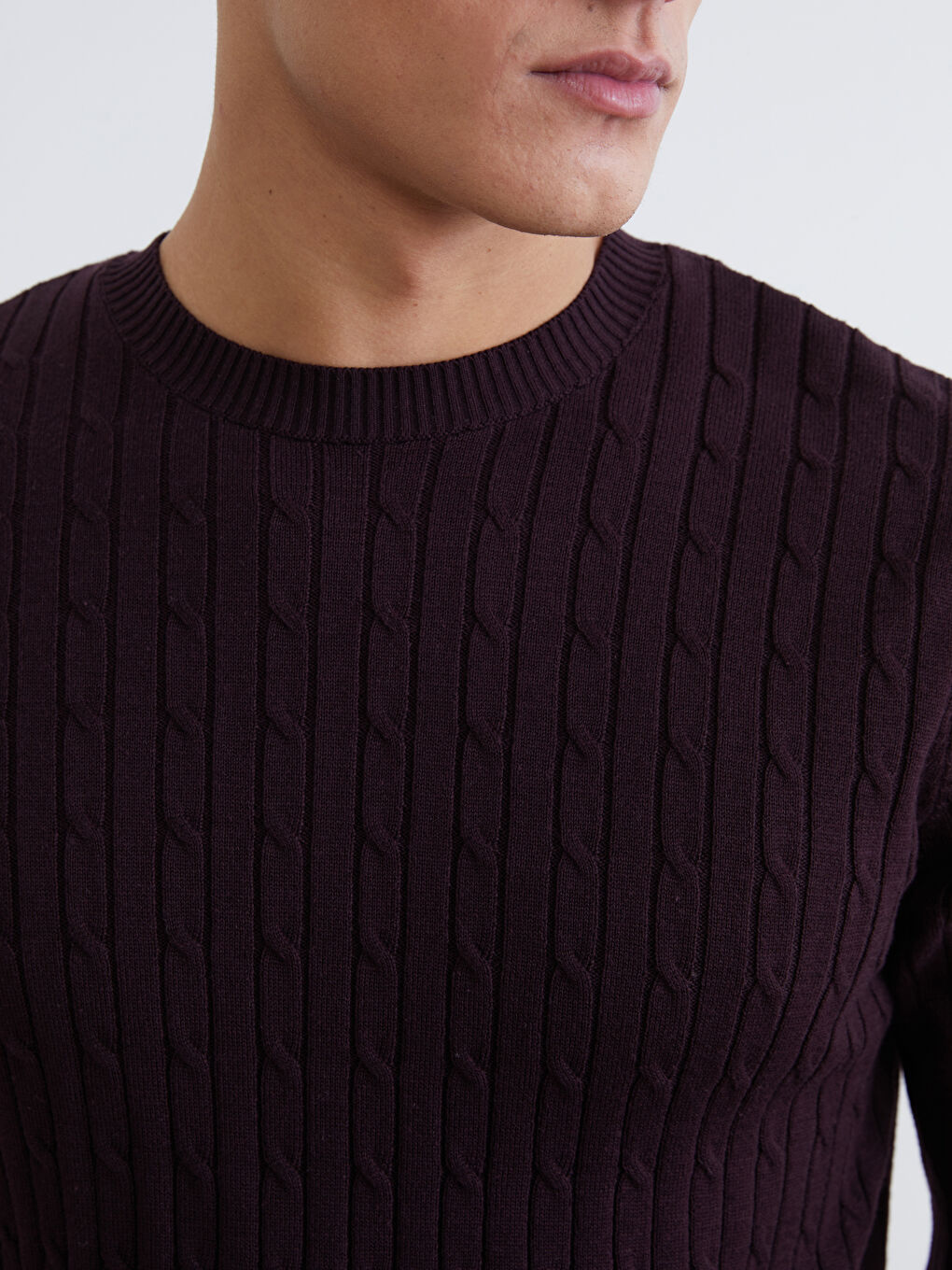 Kahverengi Bisiklet Yaka Erkek Triko Kazak-2