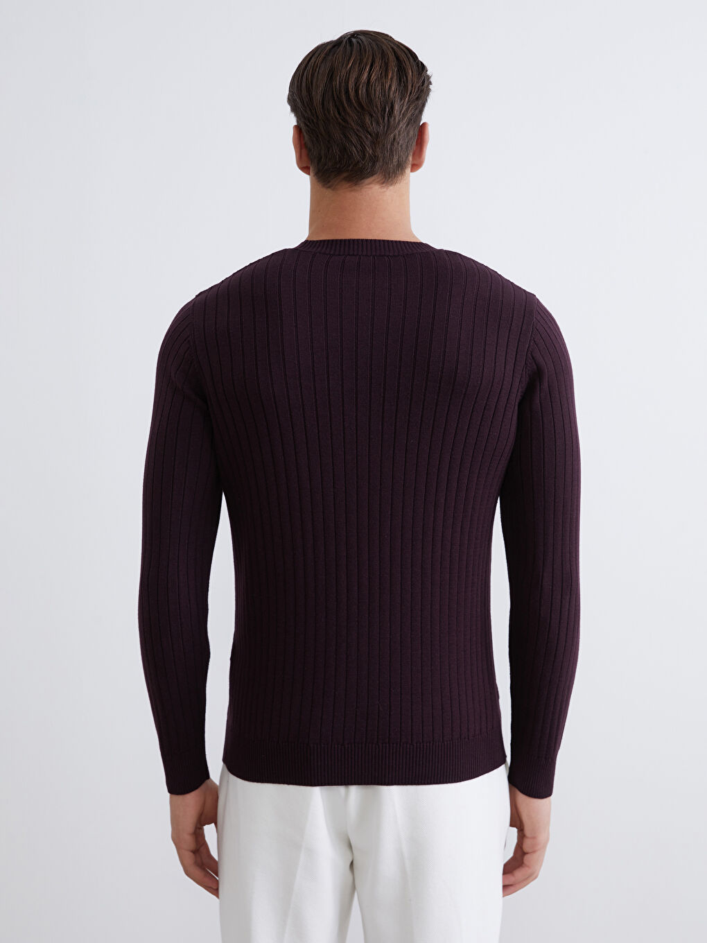 Kahverengi Bisiklet Yaka Erkek Triko Kazak-3