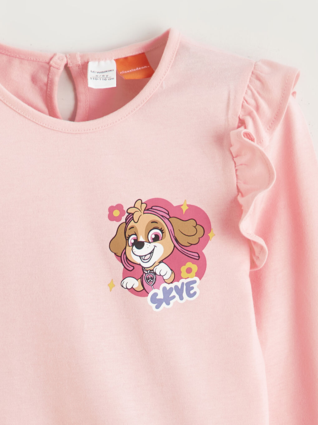 Crew Neck Paw Patrol Printed Girls' T-Shirt-2