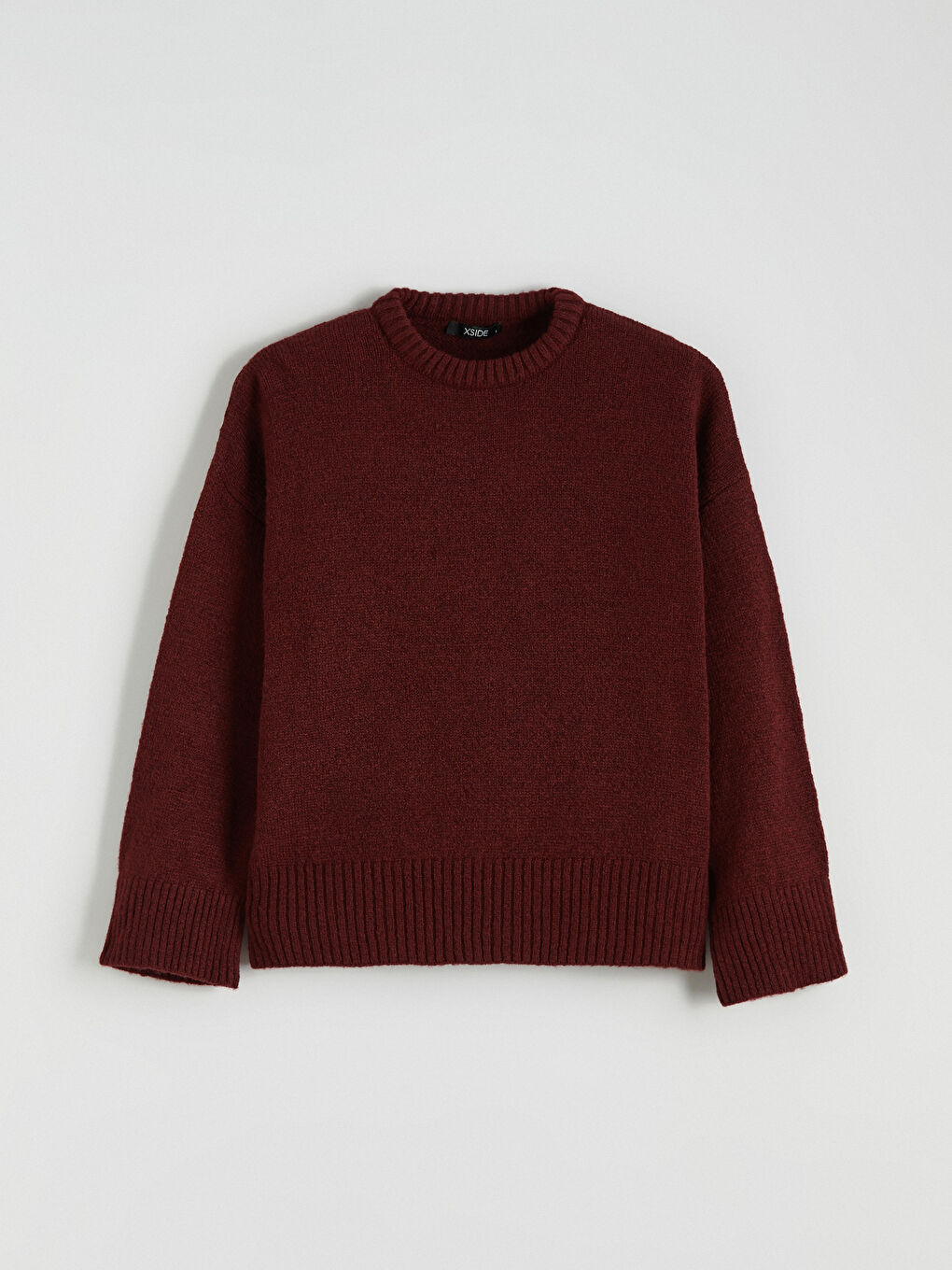 Bordo Bisiklet Yaka Kadın Triko Kazak-4