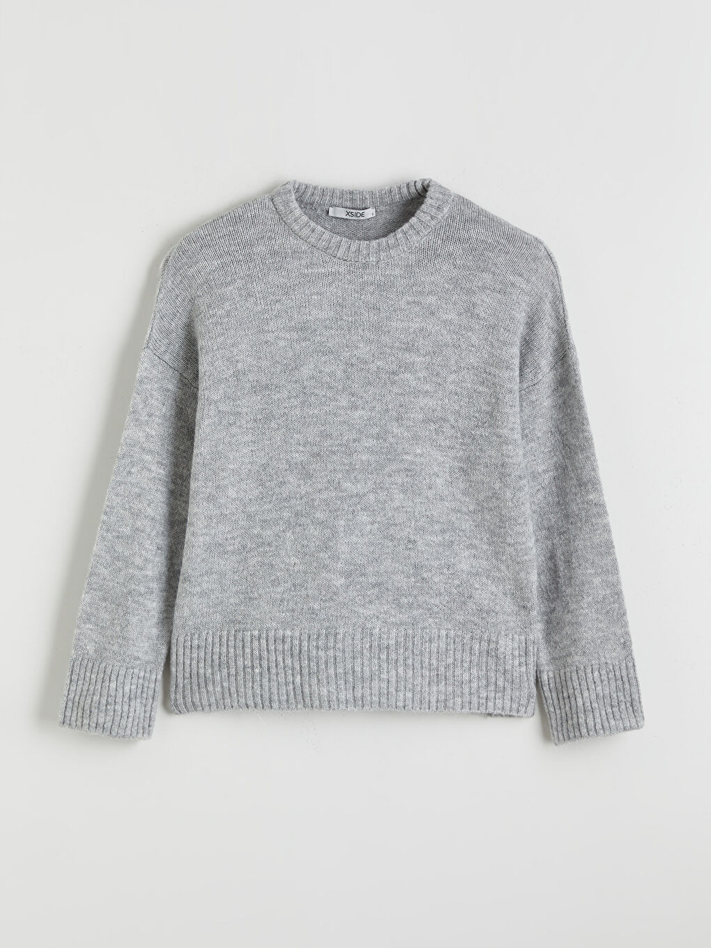 Gri Bisiklet Yaka Kadın Triko Kazak-4