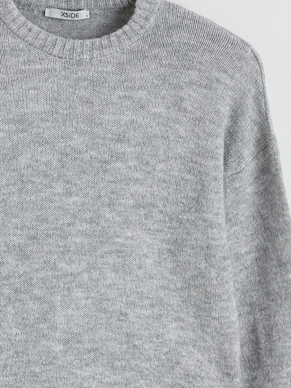 Gri Bisiklet Yaka Kadın Triko Kazak-5