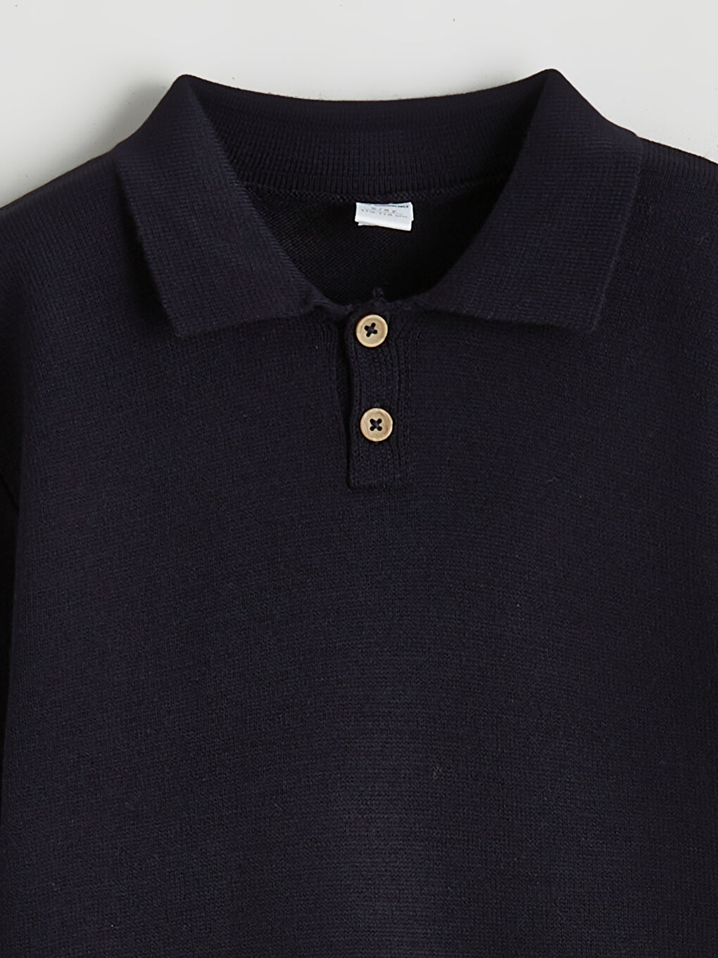 Lacivert Polo Yaka Uzun Kollu Erkek Çocuk Kazak-1