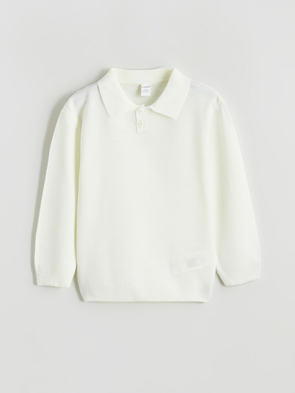 Ekru Polo Yaka Uzun Kollu Erkek Çocuk Kazak