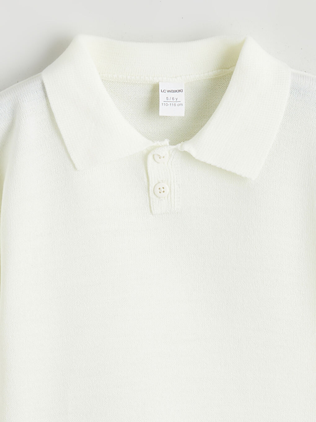 Ekru Polo Yaka Uzun Kollu Erkek Çocuk Kazak-1