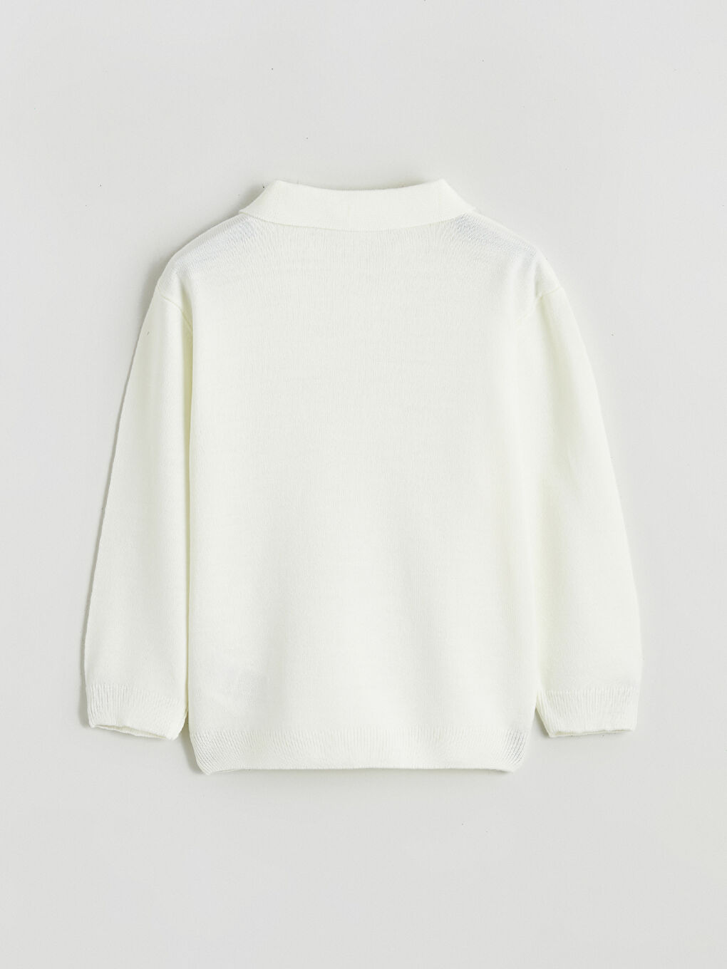 Ekru Polo Yaka Uzun Kollu Erkek Çocuk Kazak-2