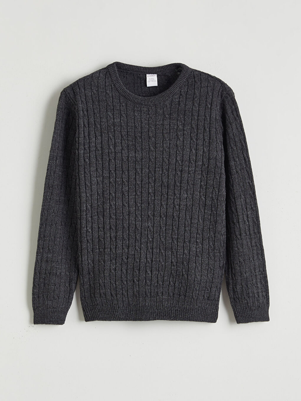 Gri Bisiklet Yaka Erkek Çocuk Triko Kazak