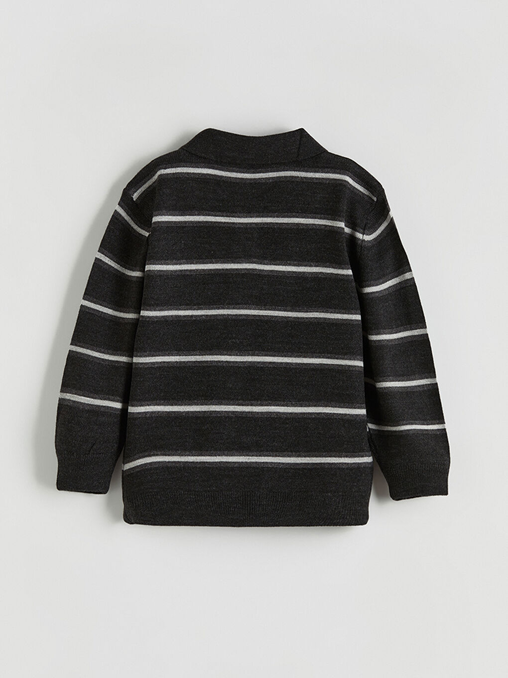 Antrasit Polo Yaka Çizgili Erkek Çocuk Triko Kazak-2