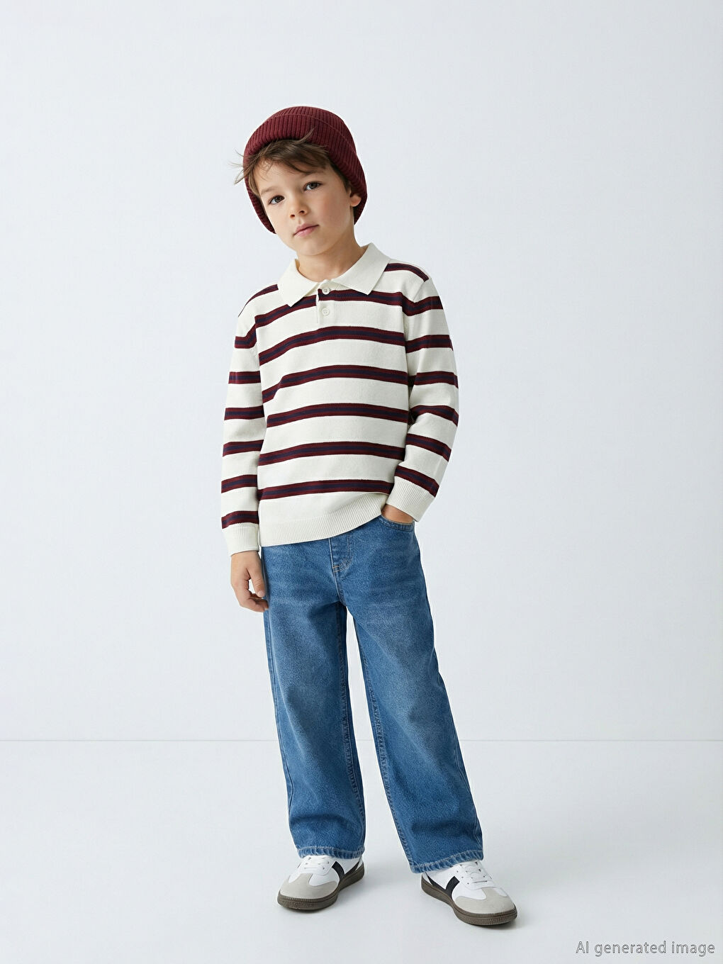 Polo Collar Striped Boys Knit Sweater-3