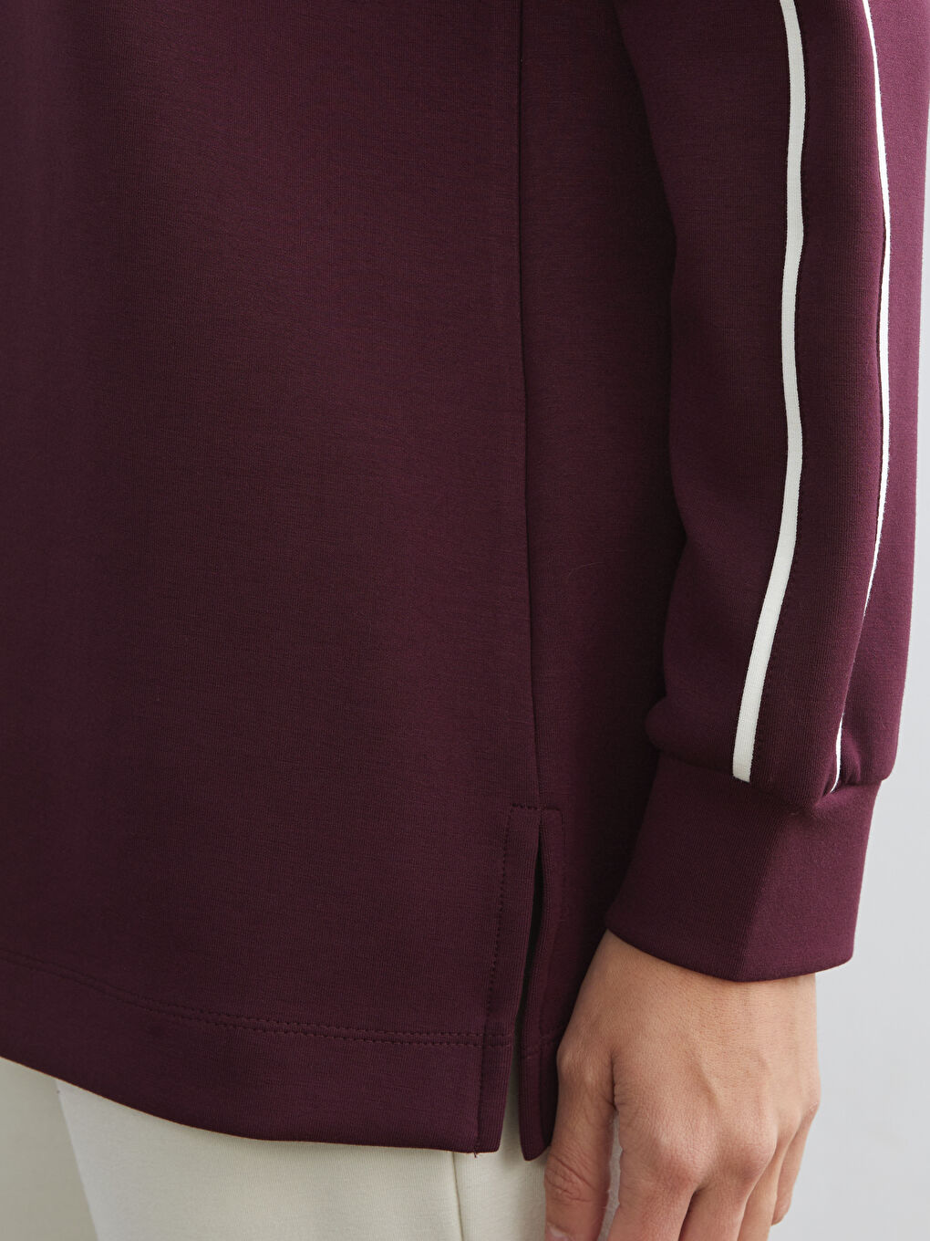 Mürdüm Bisiklet Yaka Oversize Kadın Sweatshirt Tunik-2