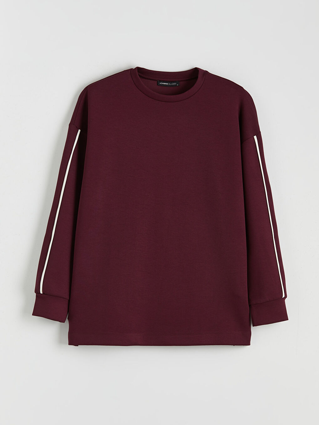 Mürdüm Bisiklet Yaka Oversize Kadın Sweatshirt Tunik-4