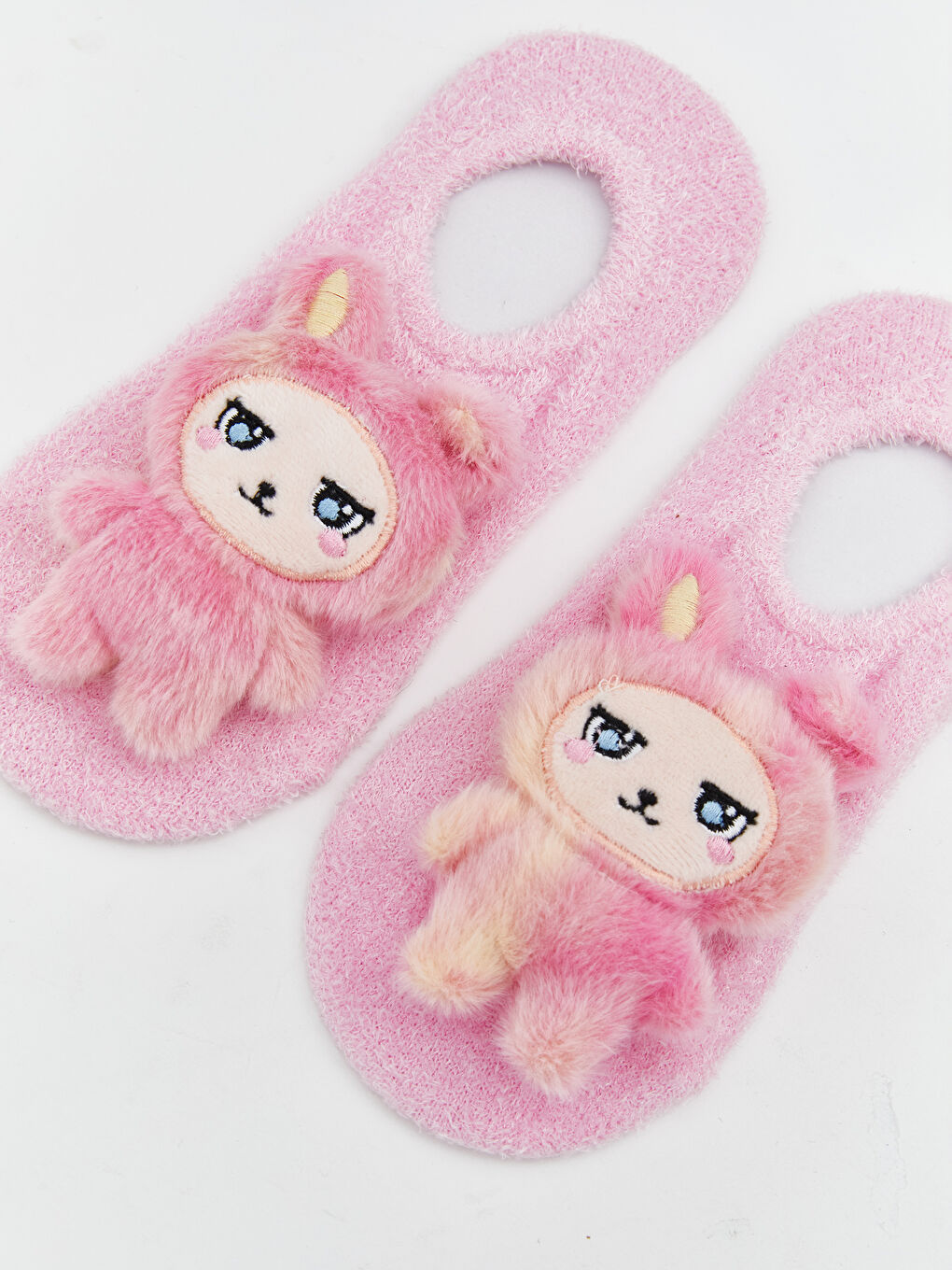 Pembe Kaydırmaz Tabanlı Kız Çocuk Ev Çorabı-1