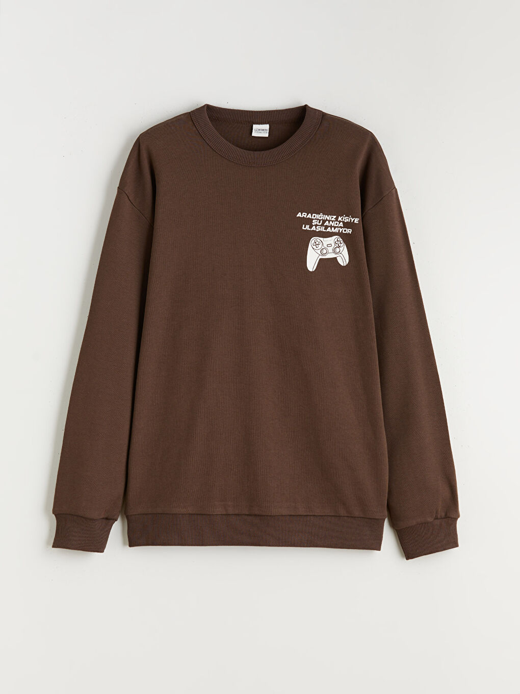 Kahverengi Bisiklet Yaka Baskılı Erkek Çocuk Sweatshirt