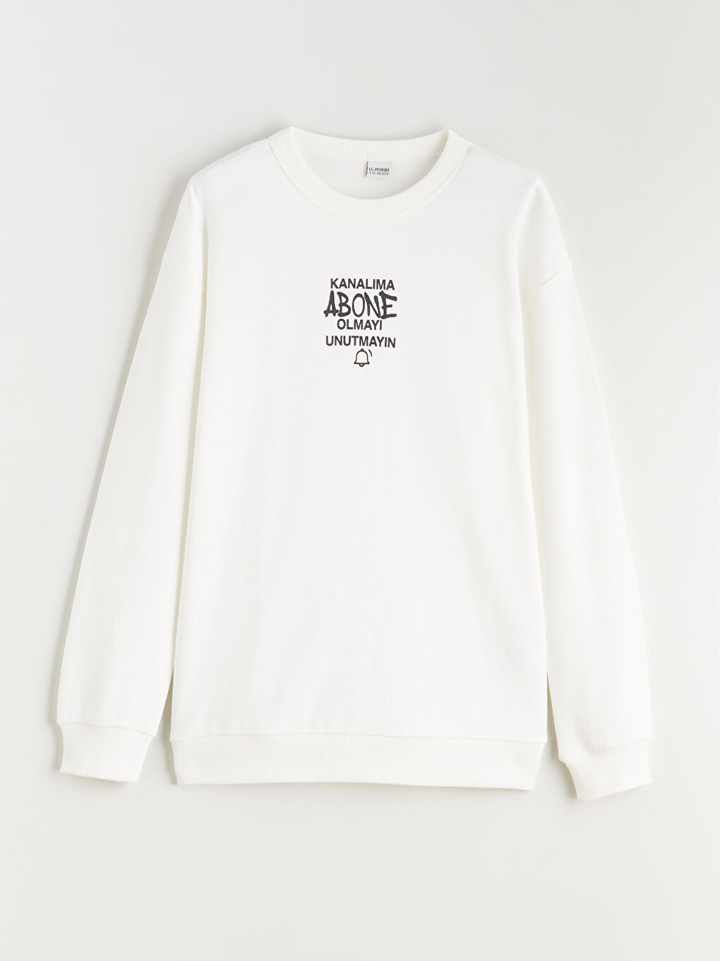 Ekru Bisiklet Yaka Slogan Baskılı Erkek Çocuk Sweatshirt