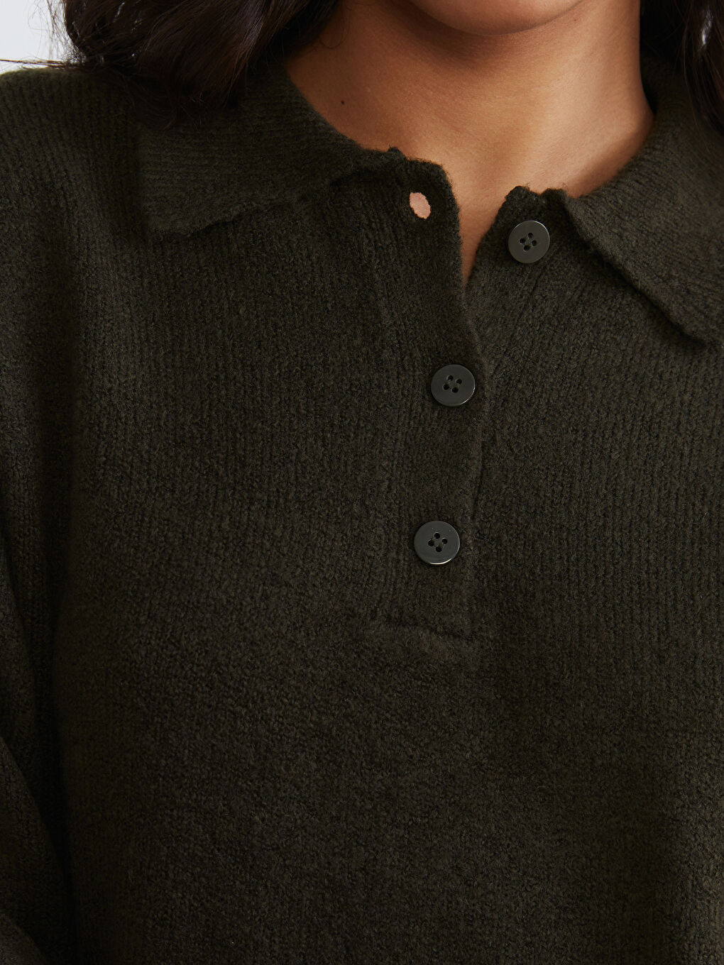 Свитер из трикотажа с воротником поло для женщин-5