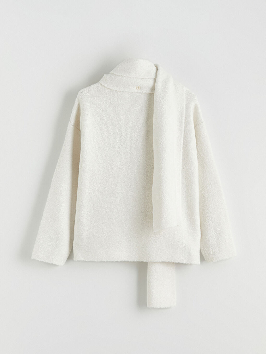 Ekru Şal Yaka Kadın Triko Kazak-10