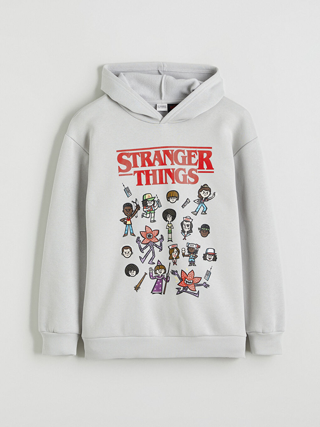 Gri Stranger Things Baskılı Erkek Çocuk Kalın Sweatshirt