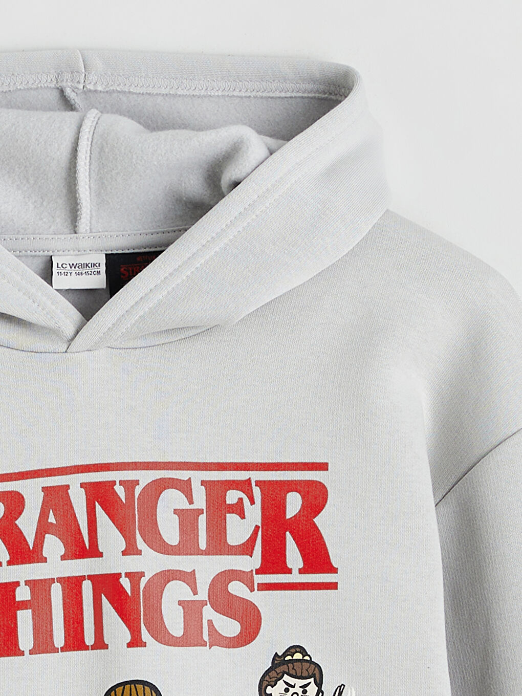 Gri Stranger Things Baskılı Erkek Çocuk Kalın Sweatshirt-1