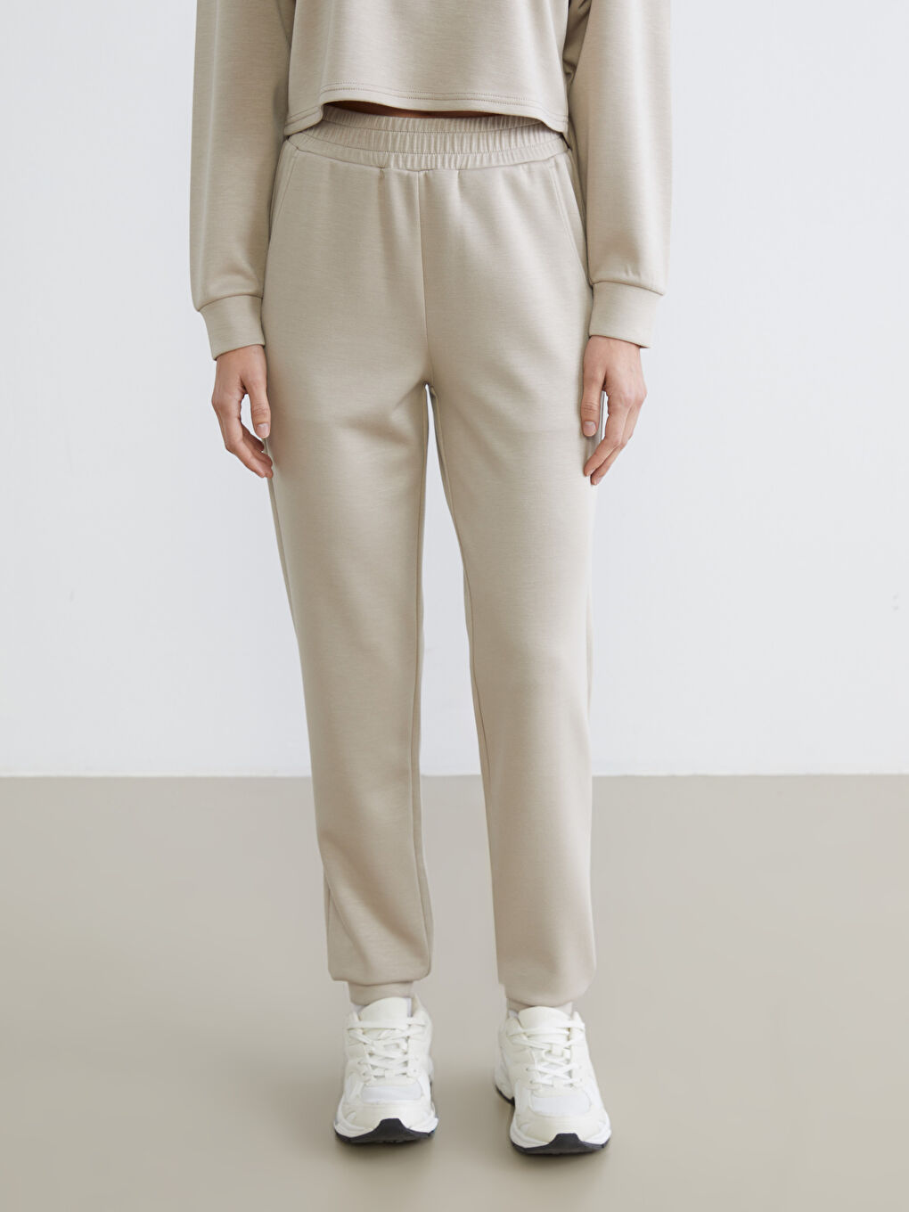 Серпімді белдік әйелдерге арналған джоггер спорттық шалбары-1