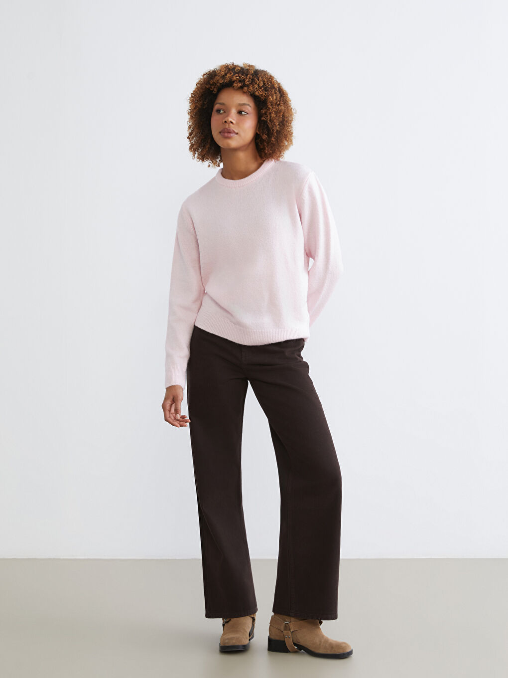 Crew Neck Women's Knitwear Sweater-1