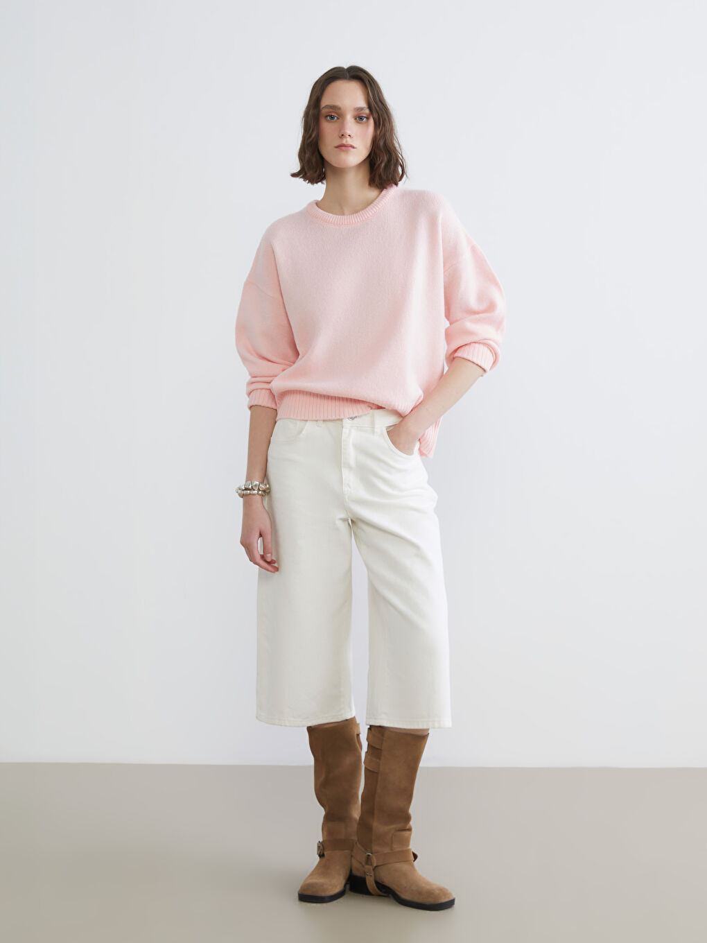 Crew Neck Women's Knitwear Sweater-1