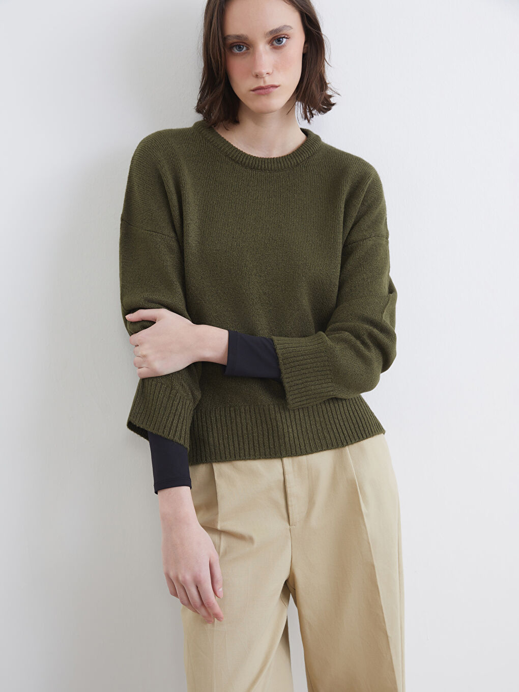 Crew Neck Women's Knitwear Sweater