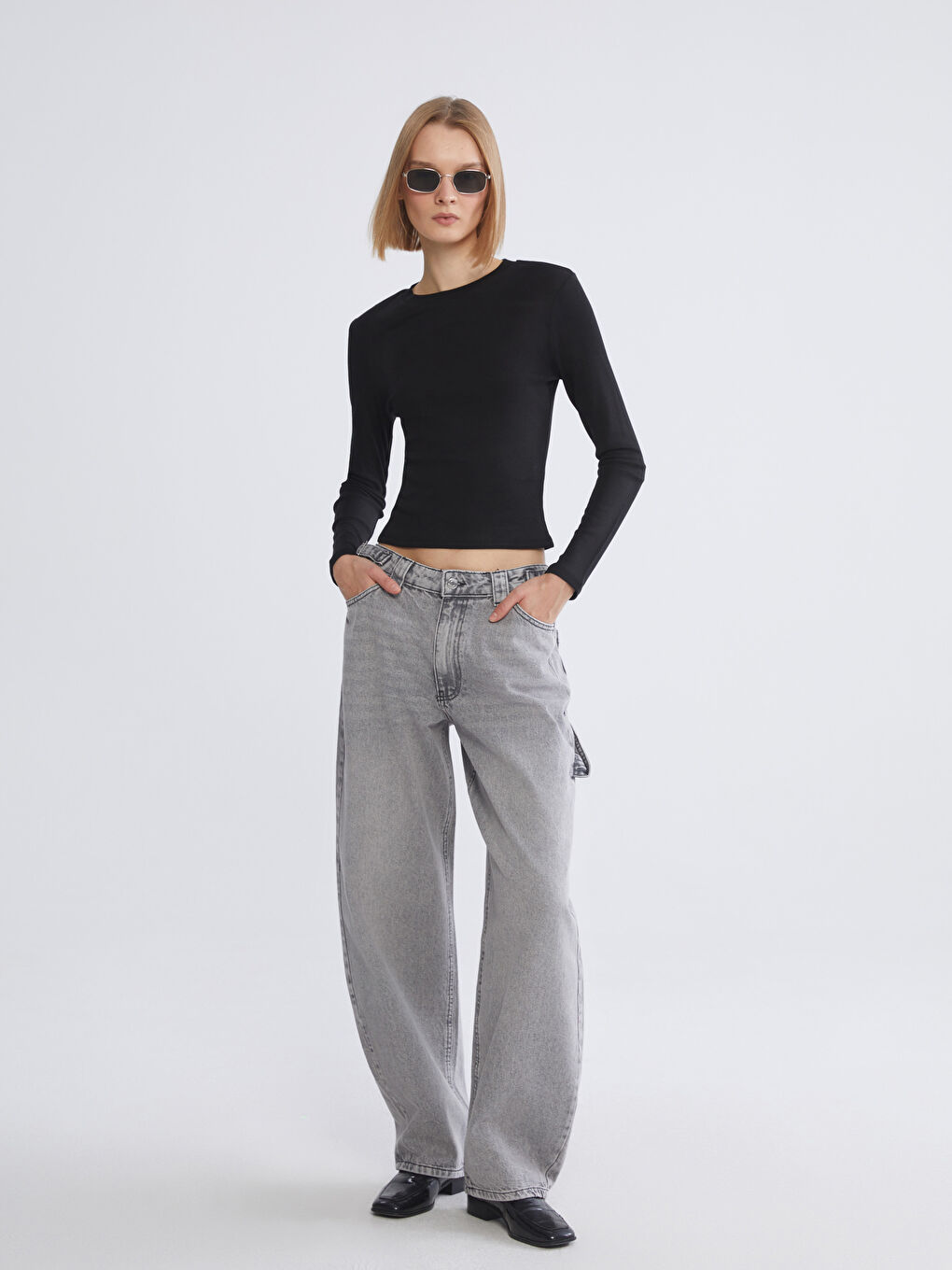 Siyah Bisiklet Yaka Modal Karışımlı Kadın Body-1