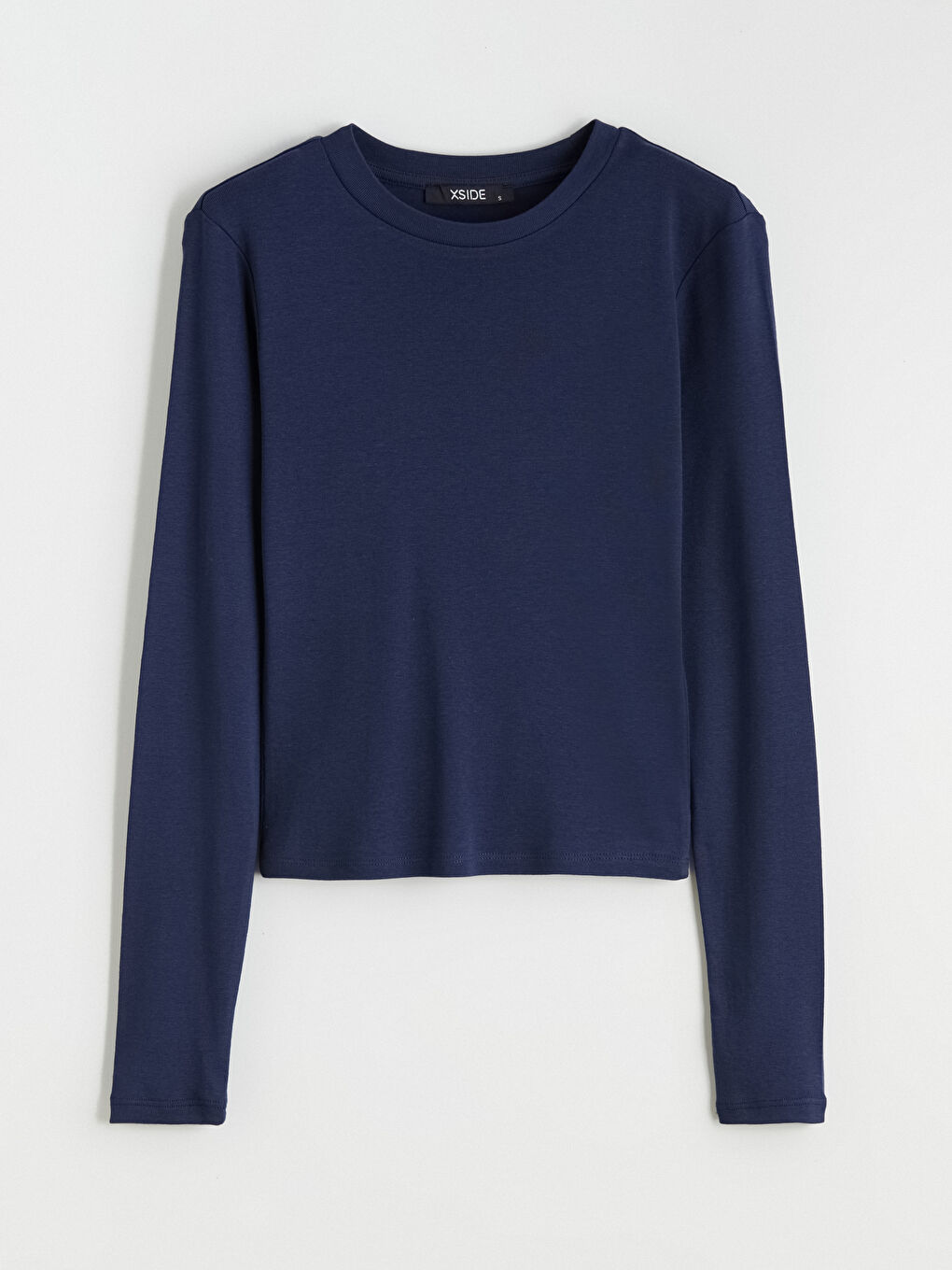 Lacivert Bisiklet Yaka Modal Karışımlı Kadın Body-4