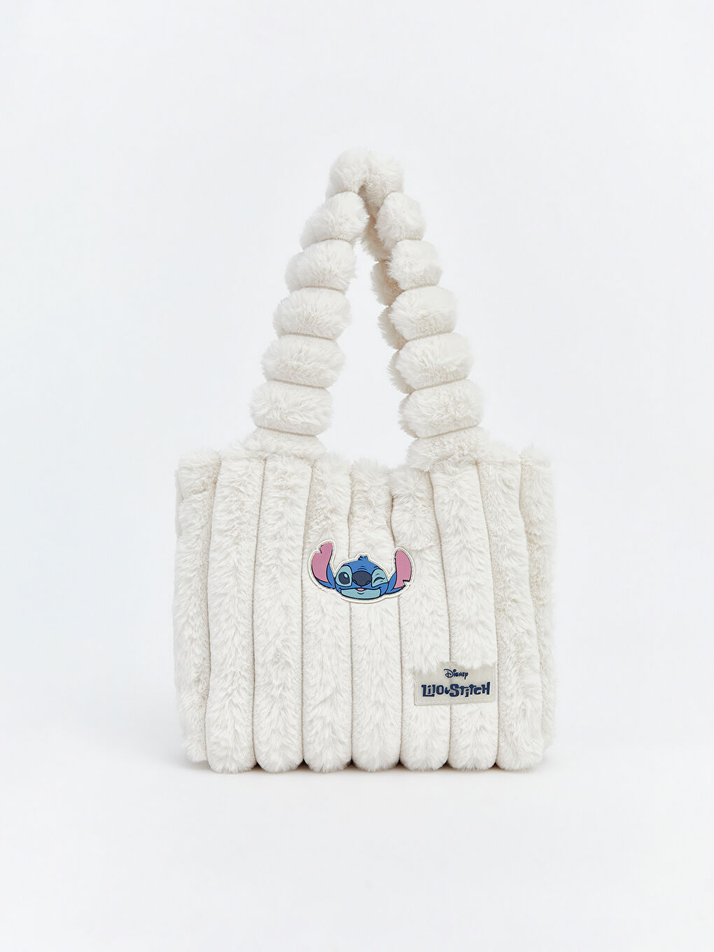 Ekru Stitch Nakışlı Kız Çocuk Pelüş Omuz Çantası