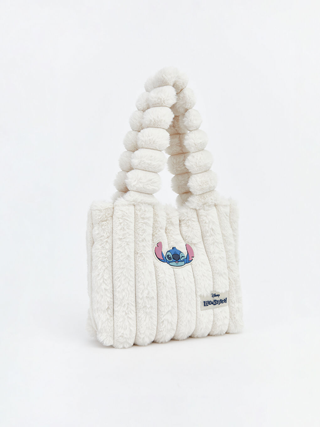Ekru Stitch Nakışlı Kız Çocuk Pelüş Omuz Çantası-1