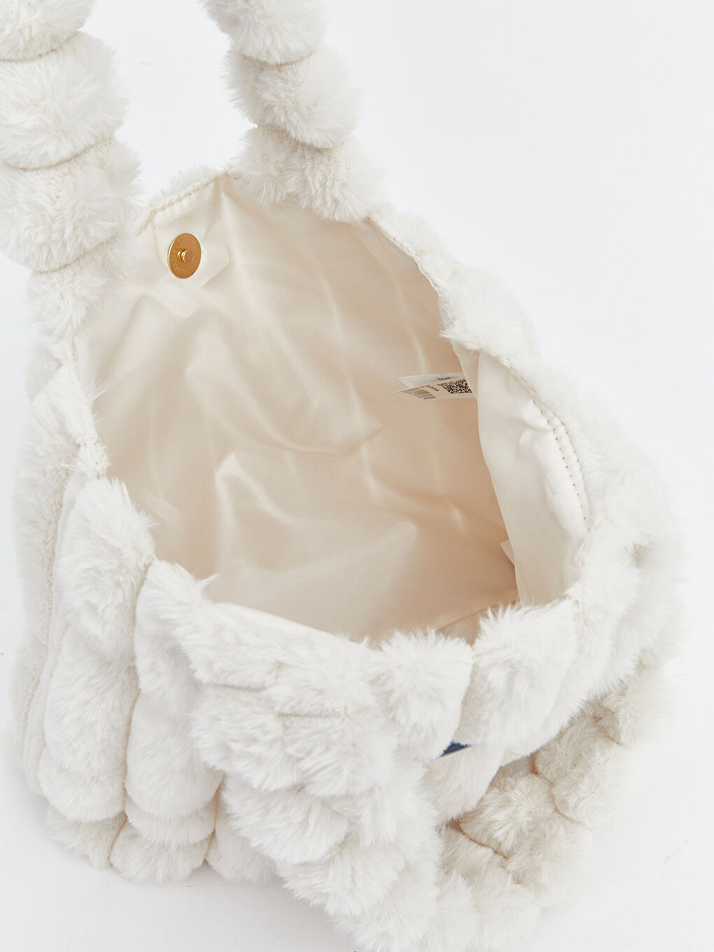 Ekru Stitch Nakışlı Kız Çocuk Pelüş Omuz Çantası-3