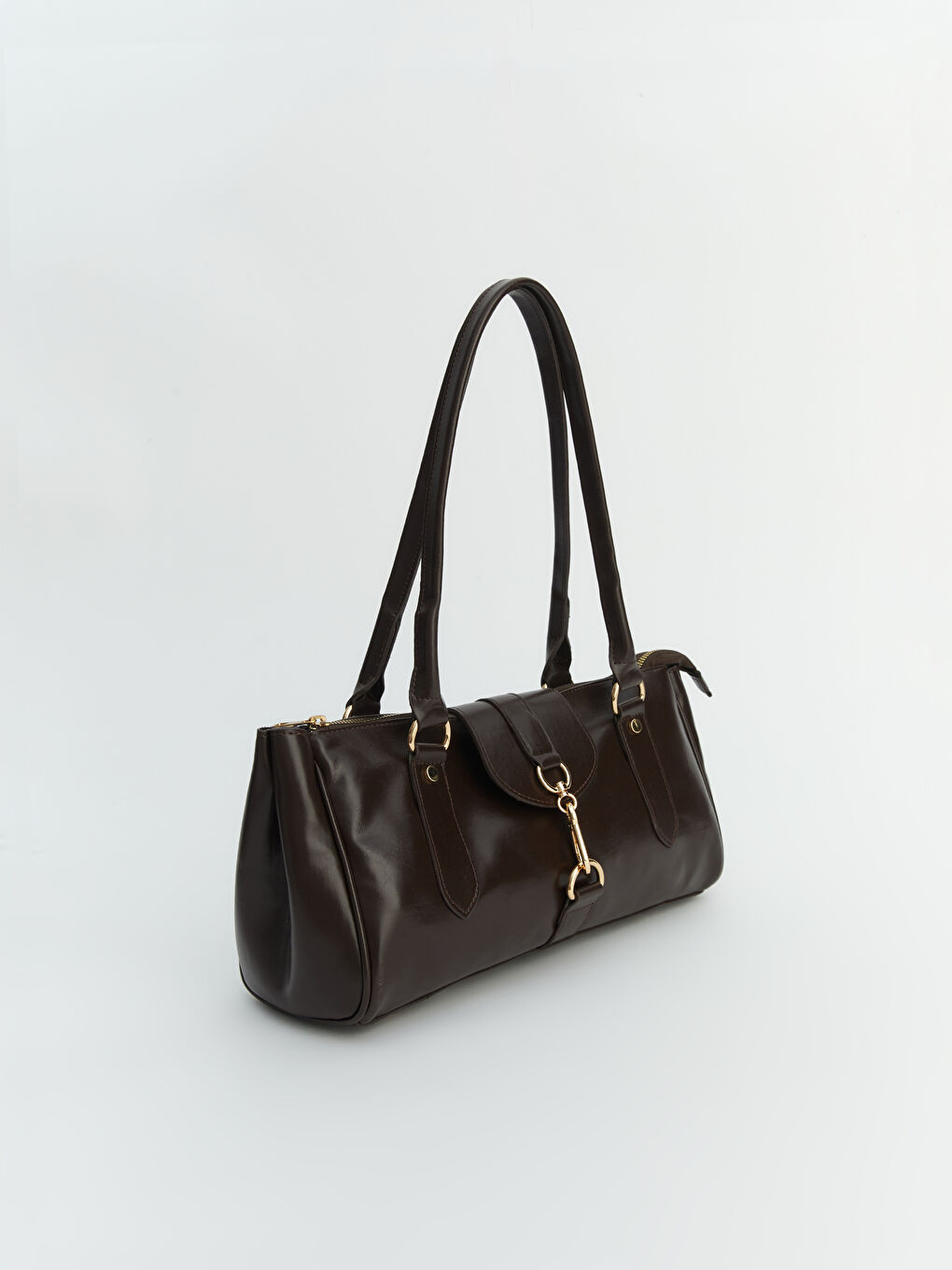 Kahverengi Deri Görünümlü Kadın Omuz Çantası-1