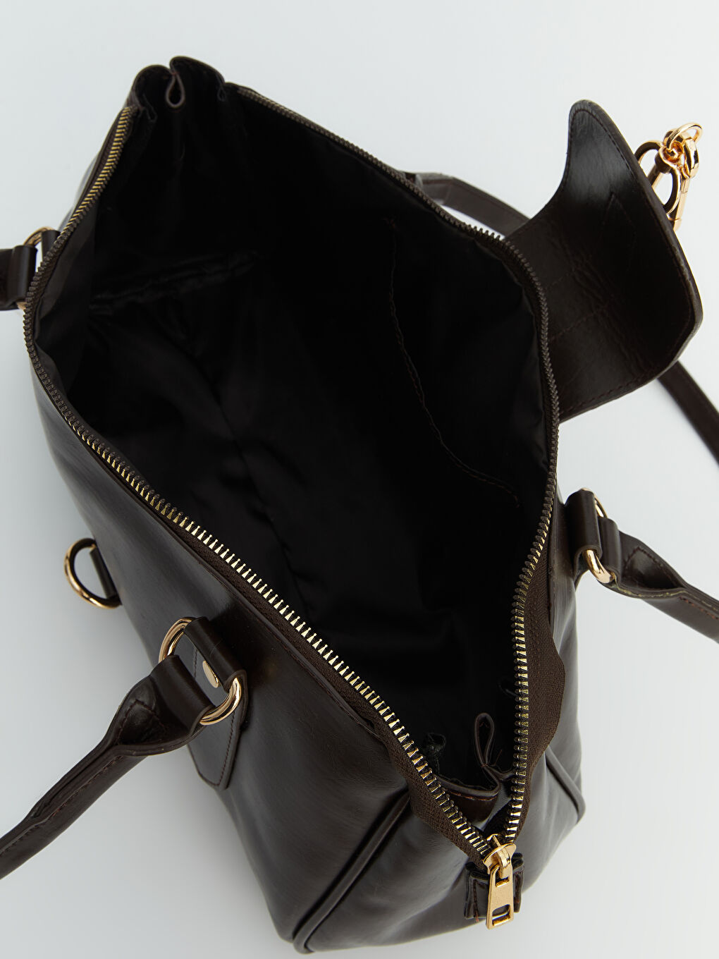 Kahverengi Deri Görünümlü Kadın Omuz Çantası-2