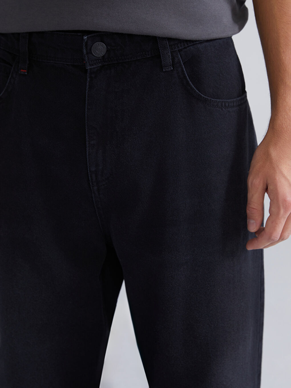 Siyah Rahat Kalıp Erkek Jean Pantolon-2