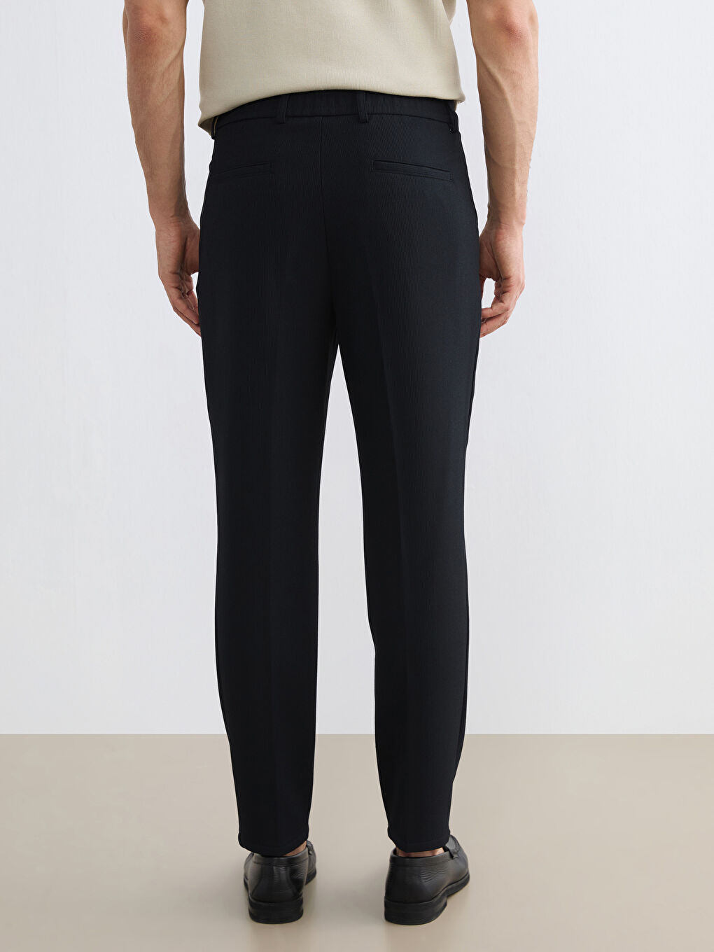 Lacivert Standart Kalıp Erkek Pileli Pantolon-3