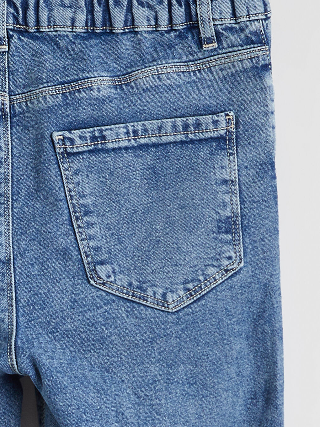 İndigo Beli Lastikli Slim Fit Kadın Jean Pantolon-6