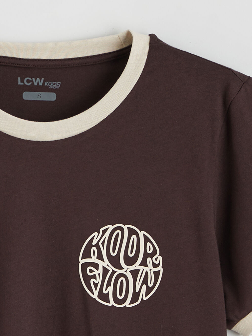 Kahverengi Bisiklet Yaka Baskılı Kadın Spor Tişört-5