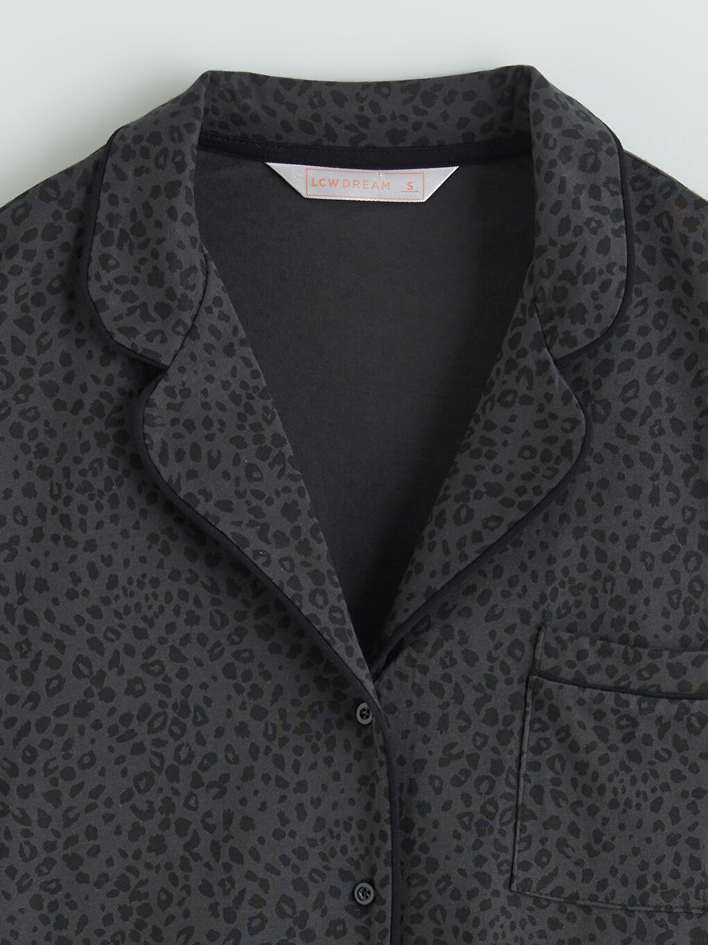 Antrasit Gömlek Yaka Leopar Desenli Kadın Pijama Takımı-6
