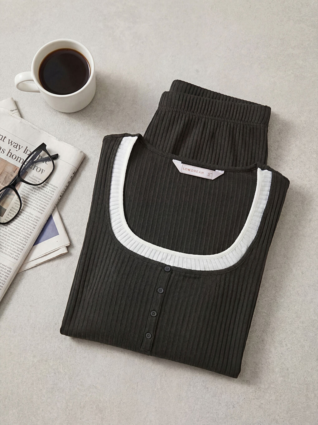 Frau ANTHRAZIT Pyjama-Set