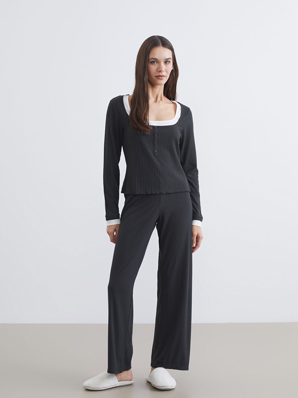 Γυναίκα ΑΝΘΡΑΚΙ Σετ πιτζάμες-1