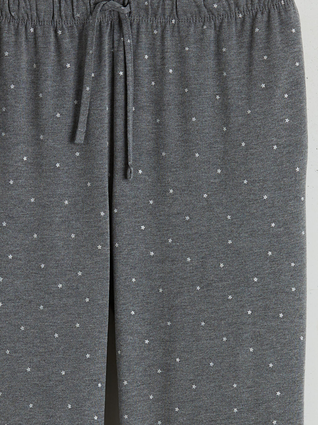 Gri Beli Lastikli Puantiyeli Kadın Pijama Altı-5